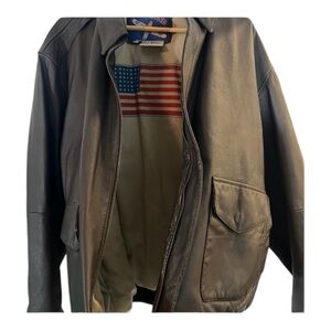 Men's Brown bomber  Leather Jacket- airborne